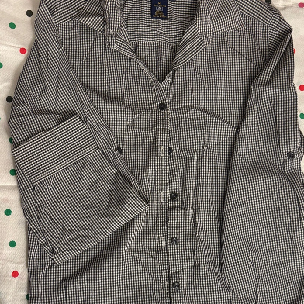 Charter Club Black and White Gingham Blouse